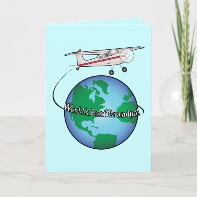 Cartão Grandpa Happy Birthday with Airplane Card (Frente)