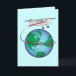 Cartão Grandpa Happy Birthday with Airplane Card<br><div class="desc">Tell your grandfather on his birthday that he's the best grandpa in the world! For matching items type "penguincornestore airplane" into the Zazzle search bar.</div>