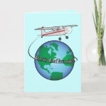 Cartão Grandpa Happy Birthday with Airplane Card<br><div class="desc">Tell your grandfather on his birthday that he's the best grandpa in the world! For matching items type "penguincornestore airplane" into the Zazzle search bar.</div>
