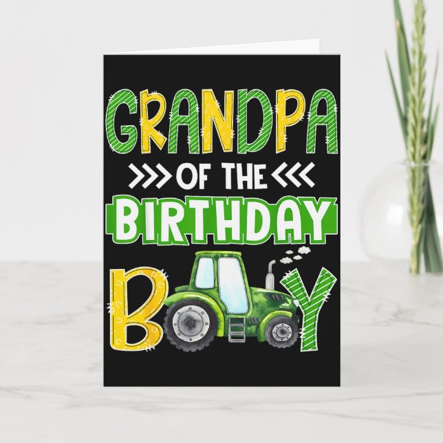 Cartão Grandpa Of The Birthday Boy Tractors Farm Trucks F (Frente)