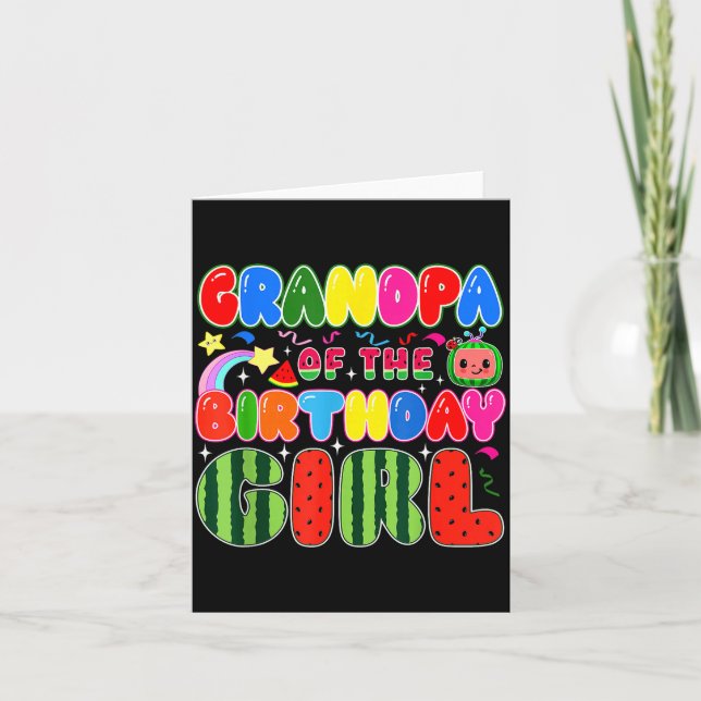 Cartão Grandpa Of The Birthday Girl Melon Family Matching (Frente)