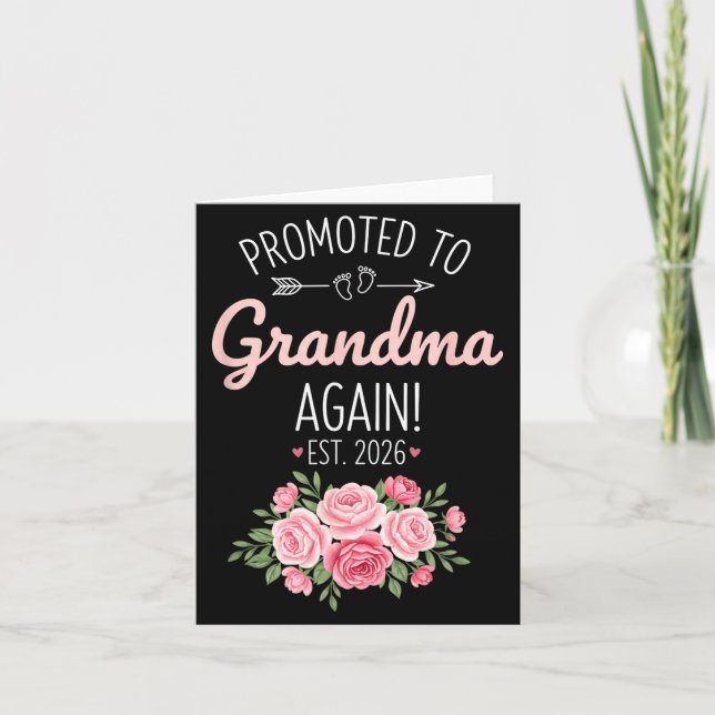 Cartão Grandparent Promoted To Grandma Again Est. 2026, N (Frente)