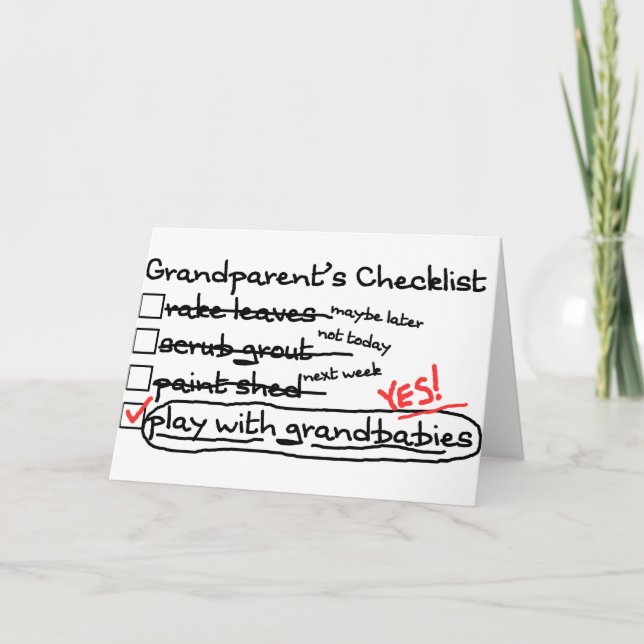 Cartão Grandparents' Checklist (Frente)