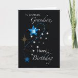 Cartão Grandson 18th Birthday Star Inspirational Black<br><div class="desc">Send this inspirational greeting card to a dear grandson who will be celebrating an 18th birthday soon enough. Blue and white stars are showcased on the cover of this elegant black birthday card.</div>