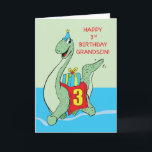 Cartão Grandson, 3rd Birthday Dinosaur<br><div class="desc">When you know that your dear grandson is so into dinosaurs then this card with the gigantic creature of the cover would be perfect for him to greet him a happy 3rd birthday.</div>
