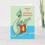 Cartão Grandson, 4th Birthday Dinosaur<br><div class="desc">This is one card that will undoubtedly bring so much joy to your grandson once he gets this for his 4th birthday. Make sure he gets this by ordering a copy now!</div>