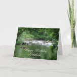 Cartão Grandson birthday card showing a river<br><div class="desc">A cool mountain stream as it flows through a tranquil forest. This image gives a feeling pf peace and calmness.</div>