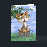 Cartão Grandson Birthday Card With Cute Jaguar And Butter<br><div class="desc">Grandson Birthday Card With Cute Jaguar And Butterfly</div>