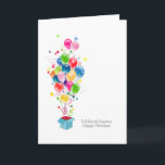 Cartão Grandson Birthday Cards Colorful Balloons<br><div class="desc">A colorful illustration showing colorful different shape balloons bursting out of a magical gift box. Kinda joy,  happiness and colorful burst! A colorful birthday celebration gift for your grandson. Sure to bring smile on his face!</div>