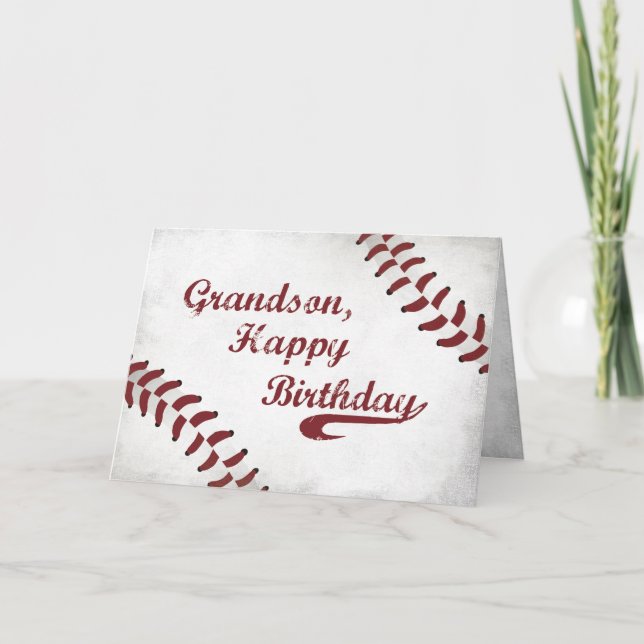 Cartão Grandson Birthday Large Grunge Baseball, Sport (Frente)
