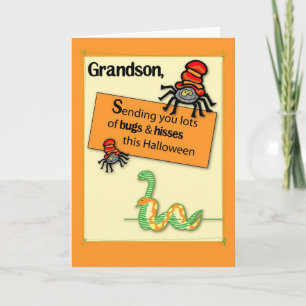 Cartão Grandson Bugs and Hisses Halloween