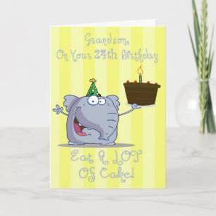 Cartão Grandson Eat More Cake 24th Birthday Card