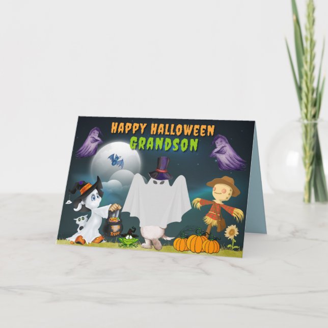 Cartão Grandson Halloween Cute Card (Frente)