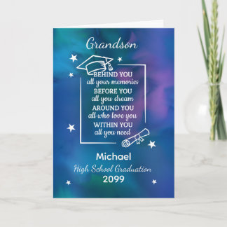 Cartão Grandson High School Graduation Custom Name Year