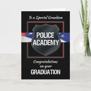 Cartão Grandson Police Academy Graduation Congratulations