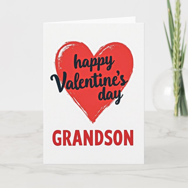 Cartão Grandson Valentines Day Heart Card (Frente)