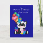 Cartão Grandson's 1st Birthday, Panda and Balloons<br><div class="desc">Grandson is turning 1! What a cute little card featuring a panda with ballons,  gifts and a cupcake. Very colorful for any one year old grandson. Panda by Panda by Kristi W. Designs, /DGD ,  Balloons by Alice Smith/DGD</div>
