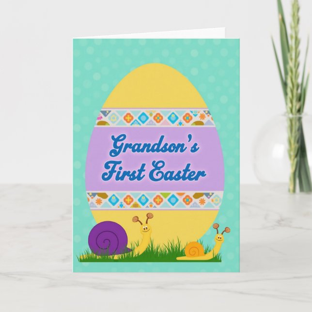 Cartão Grandsons First Easter Greeting Card (Frente)