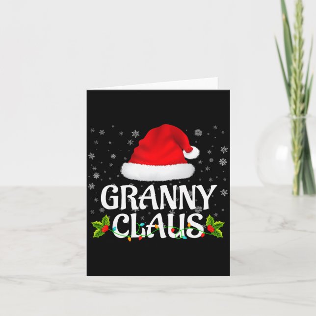 Cartão Granny Claus Christmas Lights Santa Pajama Family  (Frente)