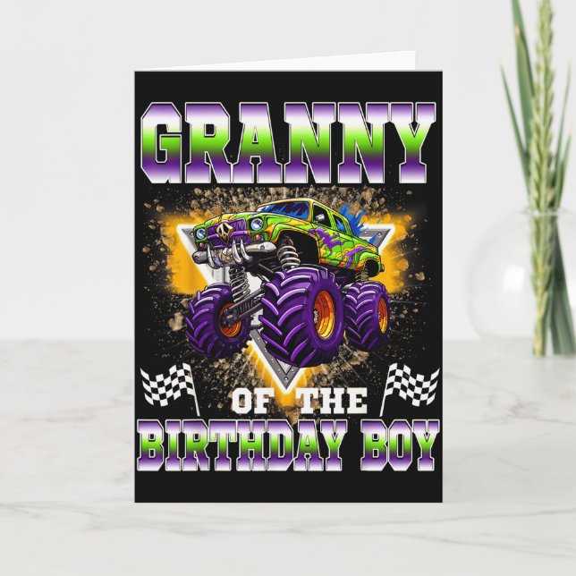 Cartão Granny Of The Birthday Boy Monster Truck Birthday  (Frente)