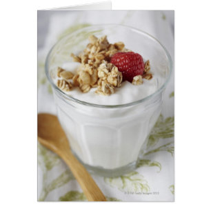 Cartão Granola, aveia, brindada, fruta, baga, framboesa,