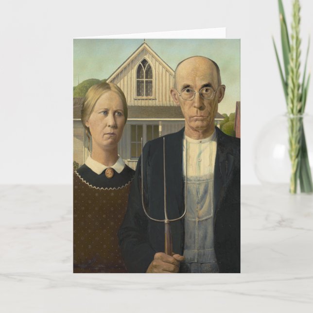 Cartão Grant Wood American Gothic (Frente)