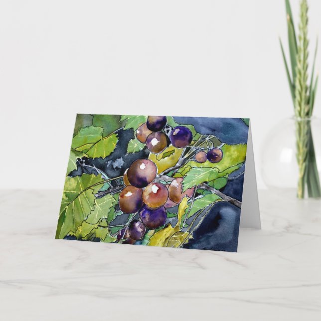 Cartão grape vine still life modern fruit greeting card (Frente)