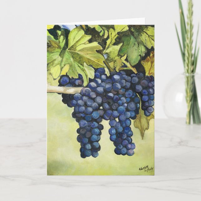 Cartão Grapes on the Vine Art Greeting Card (Frente)