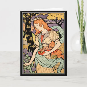 Cartão Grasset Art Nouveau Card: irrisórios e Rosas