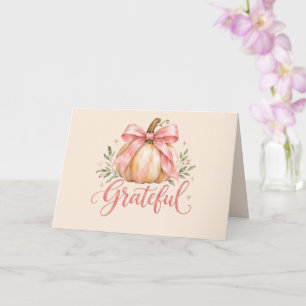 Cartão Grateful & Coquette Blush Bow Dia de Ação de Graça