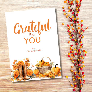 Cartão Grateful Flowers e Pumpkin Greeting