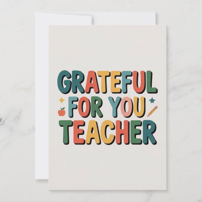 Cartão Grateful for You Teacher Appreciation (Frente)