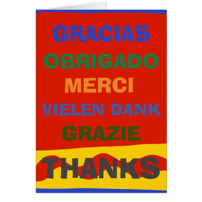 Cartão Gratidão em vários idiomas, editar texto (Frente)