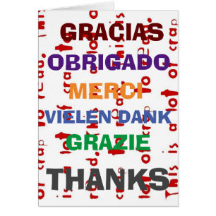 Cartão Gratitude in several languages,  edit text