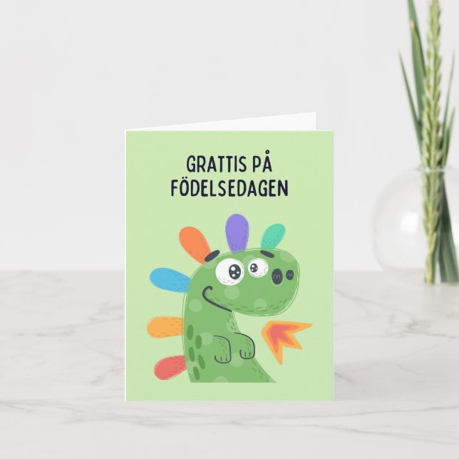 Cartão Grattis på födelsedagen, aniversário da Suécia (Frente)
