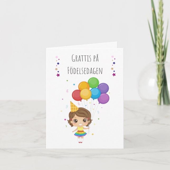 Cartão Grattis på födelsedagen Suécia Aniversário (Frente)