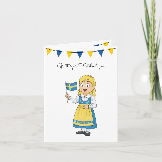Cartão Grattis på Födelsedagen Suécia Aniversário (Frente)
