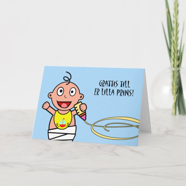 Cartão Grattis till er Lilla Prins, Congratulations, Boy (Frente)