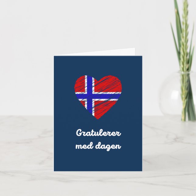 Cartão Gratulerer med dagen, Norueguês Parabéns (Frente)