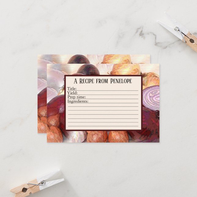 Cartão Gravar em Cebolas de Placa de Receita com Alho e N (Frente/Verso In Situ)