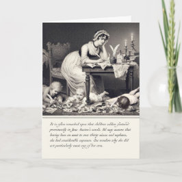 Cartão Grave Xilogravura Engraçada de Jane Austen Carta