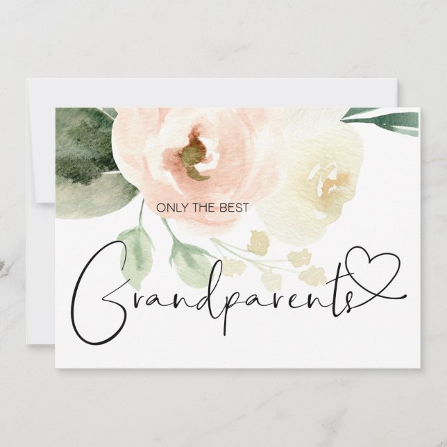 Cartão Gravidez Revelação Avós Novos Bebês Rosa Floral (Frente)