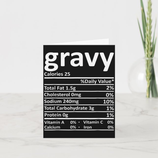 Cartão Gravy Nutrition Facts Funny Thanksgiving Christmas (Frente)
