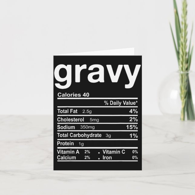 Cartão Gravy Nutrition Facts Funny Thanksgiving Christmas (Frente)