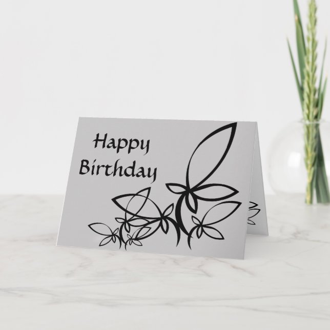 Cartão Gray & black Vectors, Happy Birthday - Customized (Frente)