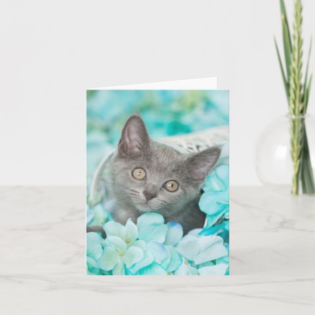 Cartão Gray Sadie Blue Floral Blank Notecard (Frente)