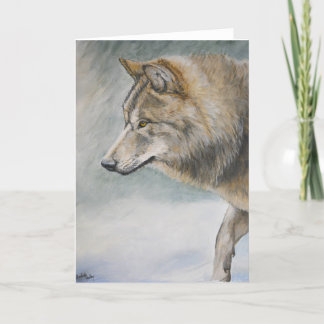 Cartão Gray Wolf in Storm Wildlife Art Greeting Card