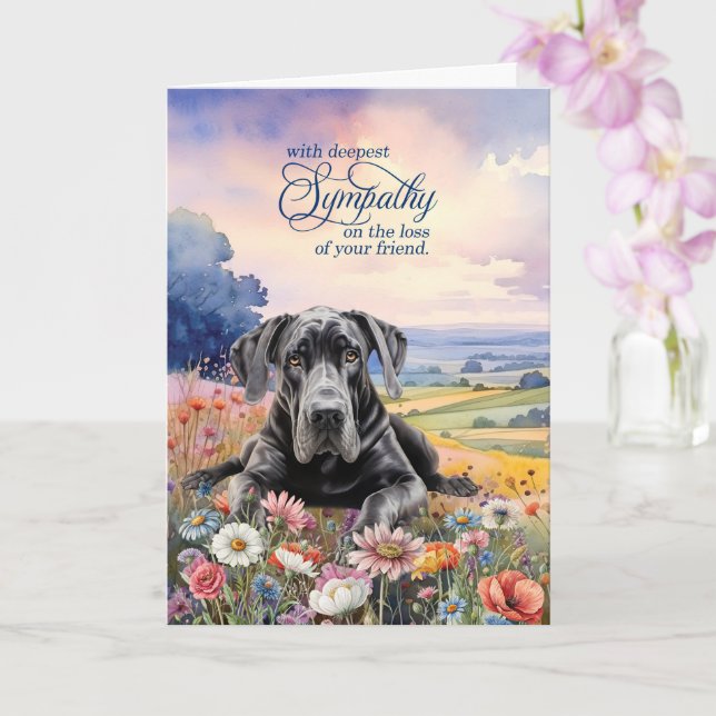 Cartão Great Dane Dog with Wildflowers Pet Sympathy (Orquídea)