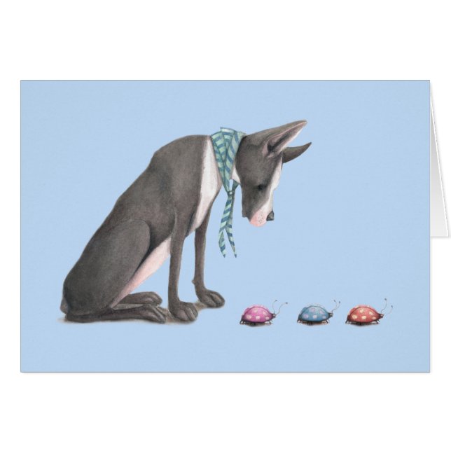 Cartão Great dane e joaninhas (Frente Horizontal)