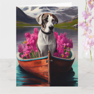 Cartão Great Dane em uma Canoa: Uma Aventura Cênica